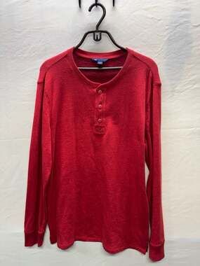 Gap Thermal Henley Size L Red Long Sleeve Cotton